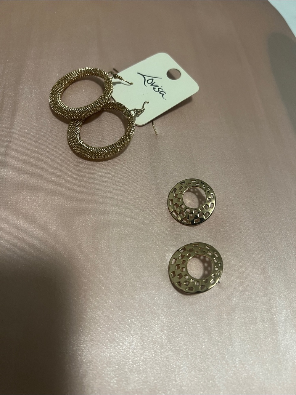 Gold Textured Hoop Earrings - Double Pack
